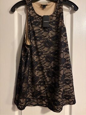 NWT Torrid Black Lace Overlay Tank Top Size 0 Large 12 14